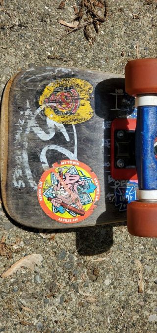 Santa Cruz Jeff Kendall Graffiti Black Skateboard Vintage 80s Tracker trucks 9