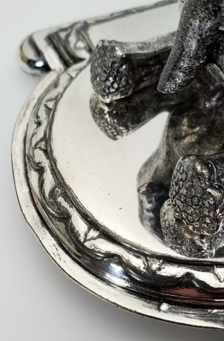 ANTIQUE 19th C.  VICTORIAN ENGLISH SHEFFIELD SILVERPLATE FIGURAL INKWELL ELEPHANT 12