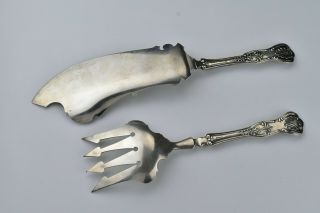 Aesthetic Movement English Sterling Silver Kings Pattern Fish Serving Set 4