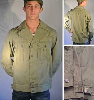 Vintage Wwii Us Army M - 41/ M1941 Hbt First Pattern Work Shirt / Jacket