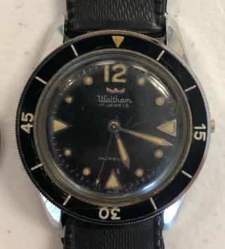 Vintage Waltham Blancpain Bathyscaphe Radium Dial Bakelite Bezel Divers Watch