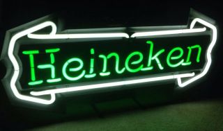 Vintage Heineken Bar Sign Green And White Neon