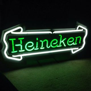 VINTAGE Heineken Bar Sign Green And White Neon 2