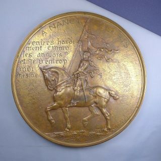 Rare St Joan Of Arc Bronze Bas Relief By Fremiet Antique Sculpture Medal Plaque