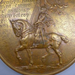 Rare St Joan of Arc Bronze Bas Relief by Fremiet Antique Sculpture Medal Plaque 2