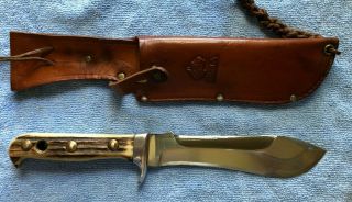 Puma White Hunter Knife 6377 Stag German Solingen Vintage Pre 1964