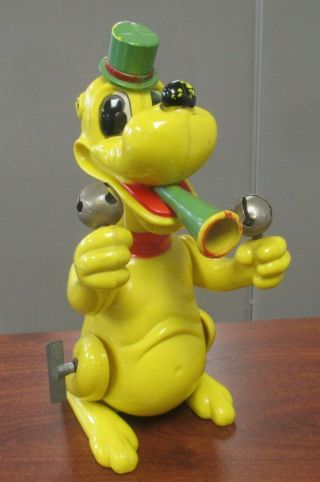 Vintage Marx Wind Up Pluto Horn Blower Jingle Bells Plastic Toy Walt Disney