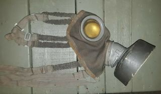 Vintage Wwii German M38 Gas Mask 1944 W/ Canister