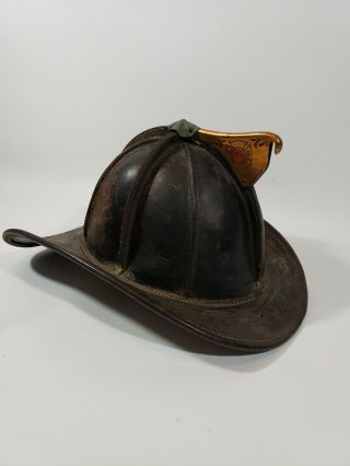 Rare Antique Vintage Cairns Leather Fire Helmet Firefighting Memorabilia Cairns