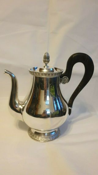 Christofle Malmaison Silver Plated Teapot French Empire Ebony Handle