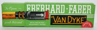 Vintage Box Of 10 Eberhard Faber Van Dyke 601 No.  3 Hard Pencils Clamp Eraser