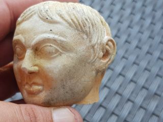 FANTASTIC HUGE EXTREMELY RARE ANCIENT ROMAN MARBLE BUST HEAD.  301 GR.  60 MM 3