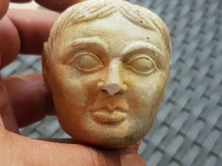 FANTASTIC HUGE EXTREMELY RARE ANCIENT ROMAN MARBLE BUST HEAD.  301 GR.  60 MM 4