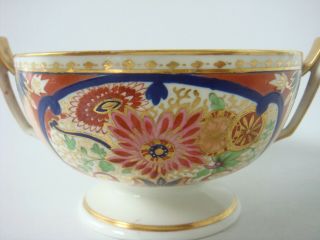 PINXTON PORCELAIN VERY RARE TUREEN WITH ANGULAR HANDLES - RED WITH FLOWERS C1800 10