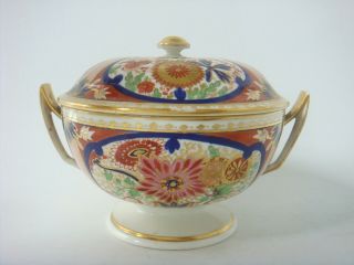 Pinxton Porcelain Very Rare Tureen With Angular Handles - Red With Flowers C1800