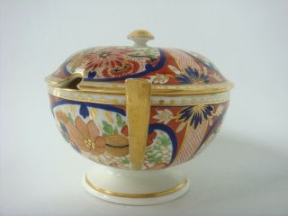 PINXTON PORCELAIN VERY RARE TUREEN WITH ANGULAR HANDLES - RED WITH FLOWERS C1800 2