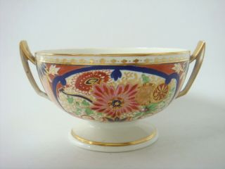 PINXTON PORCELAIN VERY RARE TUREEN WITH ANGULAR HANDLES - RED WITH FLOWERS C1800 7