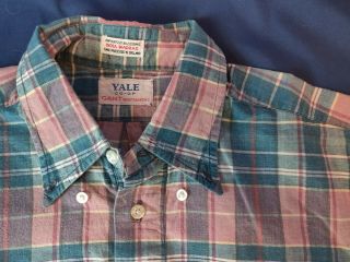 VINTAGE - Gant Yale Co - Op Madras Shirt,  10.  5 Short Sleeve Prep Ivy Plaid Classic 2