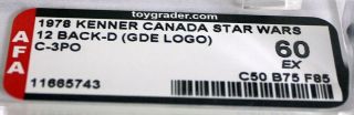 Vintage Canada Star Wars Carded 12 Back - D C - 3PO GDE Logo AFA // 60 3