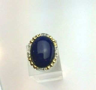 Lapis Lazuli 14k Yellow Gold Diamond Accent Ring Vintage