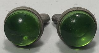 Vintage Antique Motorcycle Green License Plate Glass Jewel Reflector Pair Harley 2
