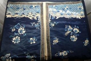Chinese Blue Embroidered Silk Panel - 55774 10