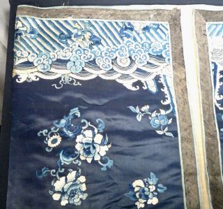 Chinese Blue Embroidered Silk Panel - 55774 11
