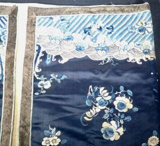 Chinese Blue Embroidered Silk Panel - 55774 12