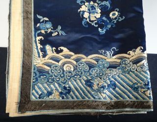 Chinese Blue Embroidered Silk Panel - 55774 3