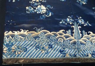 Chinese Blue Embroidered Silk Panel - 55774 5