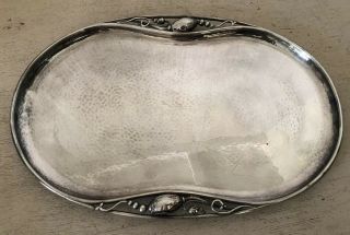 Vintage Georg Jensen Denmark Blossom Tray Plate Hammered Sterling Silver 13.  9oz