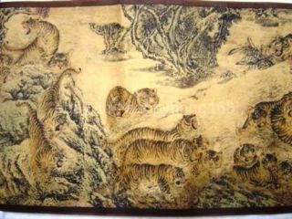 Chinese Painting Scroll Of Hundred Tigers b01 5