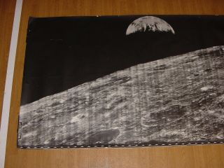 Vintage 66 NASA Apollo Lunar First View of Earth from Moon GIANT Wall Size Photo 3