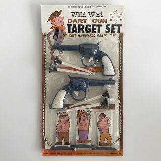 Vintage Wild West Dart Gun Target Set Toy Nip Cowboy 1970s Nos