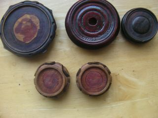 Five Small Vintage Chinese Hand Carved Wooden Vase Stands