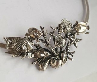 Rare & Gorgeous 1980 KABANA Hand Crafted Sterling Neck Collar SEA LIFE 3