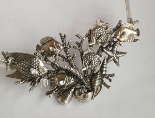Rare & Gorgeous 1980 KABANA Hand Crafted Sterling Neck Collar SEA LIFE 6