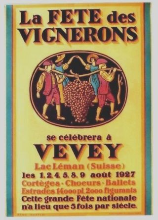 Vintage Poster Vevey Famous Swiss Wine Festival 1927
