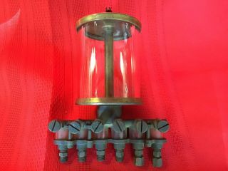 Vintage Glass & Brass Oiler Michigan Lubricator Co Bessemer Conversion Engine