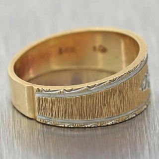 Vintage Estate 14k Yellow Gold Florentine Finish Diamond Band Ring 2