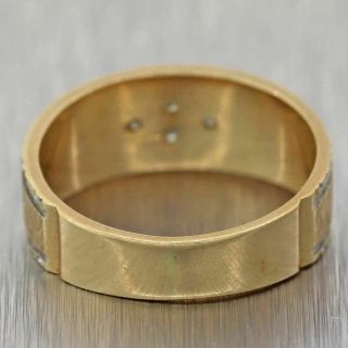 Vintage Estate 14k Yellow Gold Florentine Finish Diamond Band Ring 4