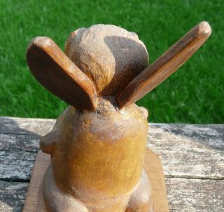 Hand Carved Wood Folk Art Animal Statue Rabbit Bunny ? Creepy Weird Odd 6 