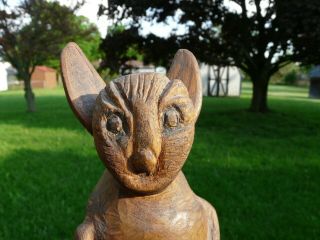 Hand Carved Wood Folk Art Animal Statue Rabbit Bunny ? Creepy Weird Odd 6 