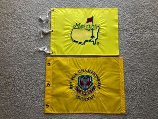 1997 Masters Flag & 1999 PGA Flag Very Rare Tiger Woods 1st & 2nd Majors 2