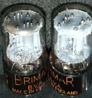 Matched Pair Vintage Brimar 6sn7gt / Vt - 231 / 6sn7 England Weld Plates