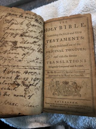 Antique Leather Old & Testament Bible 1786 Edinburgh Kincaid Nr