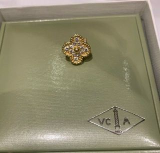 Authentic Van Cleef & Arpels Alhambra Vintage Diamond 18 K Gold Earring