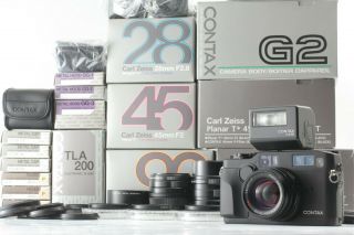 【super Rare Black Set In Box】 Contax G2 28 45 90mm Lens Tla 200 Japan