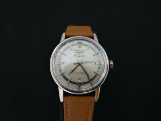 VINTAGE LONGINES CONQUEST PINK GOLD & S.  STEEL AUTOMATIC DATE AT 12 12