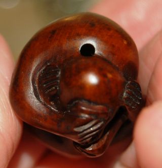 Monkey Netsuke,  See No Evil,  Hear No Evil,  Speak No Evil Handcrafted,  Signed 4